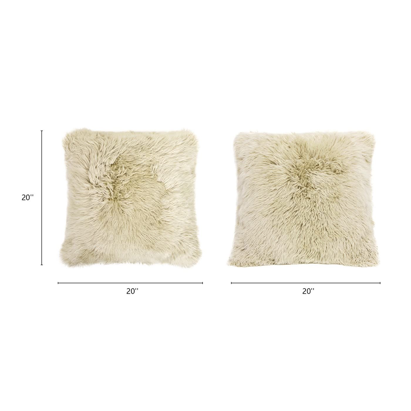 Astrid - Square New Zealand Sheepskin Accent Throw Pillow Cover With Feather Insert - Taupe / Natural