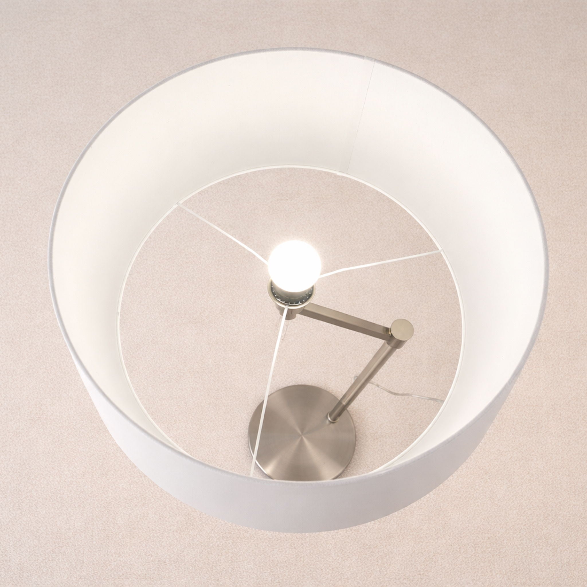 Horizon - Table Lamp With On / Off Switch Curved Base Linen Shade - Brushed Nickel / Silver / White