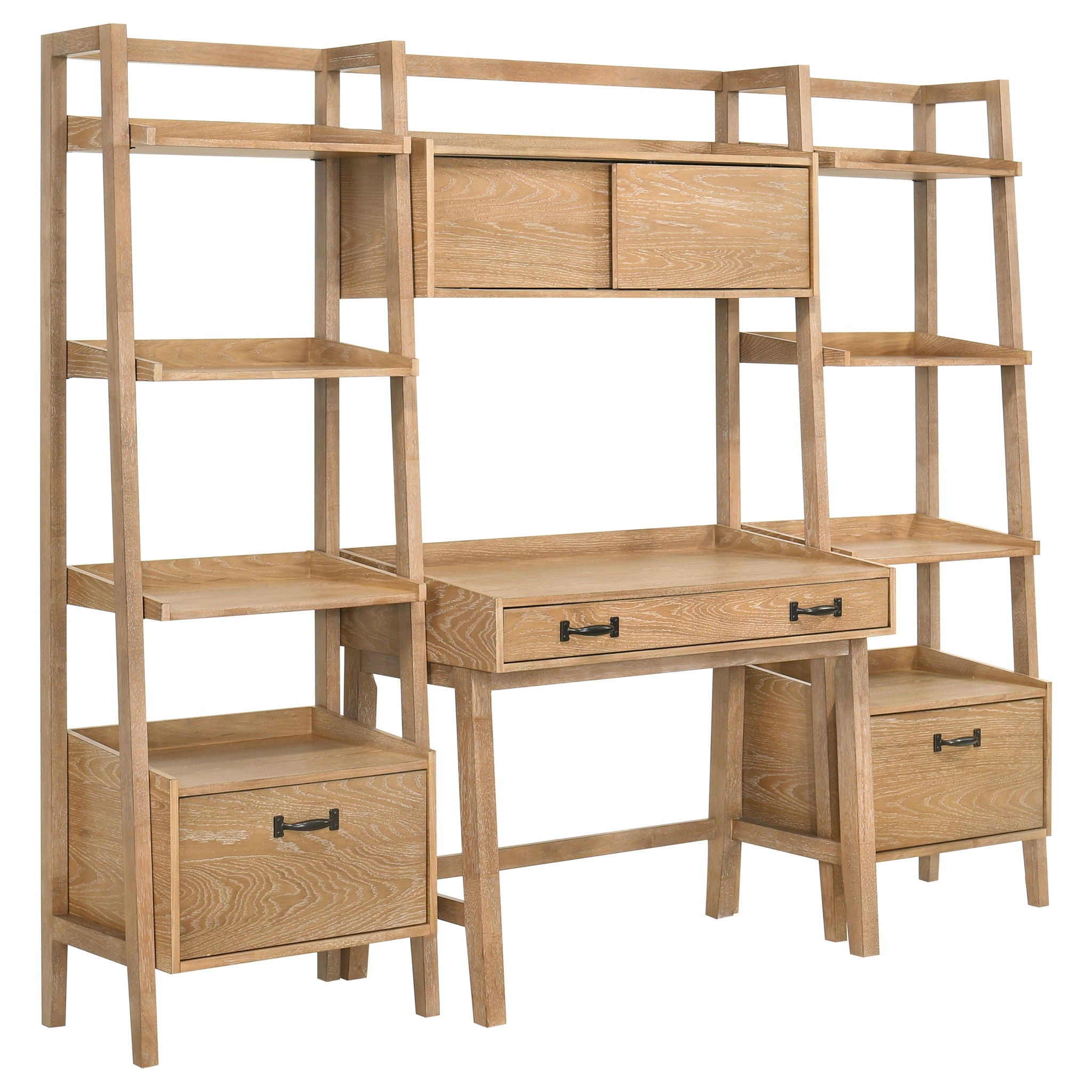 Fabian 2-piece 3-shelf Bookshelf with Drawer Distressed Light Brown