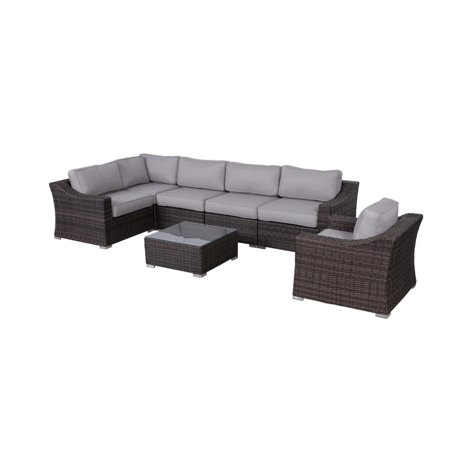 Outdoor Wicker Conversation Set With Cushions, All Weather
