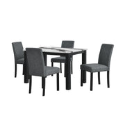 Sarang - Panda Dining Table With 4 Padded Dining Chairs - Black