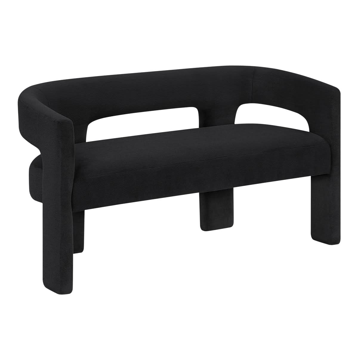 Helen Contemporary Dining Bench in Light Gray Black or Orange with Boucle Upholstery