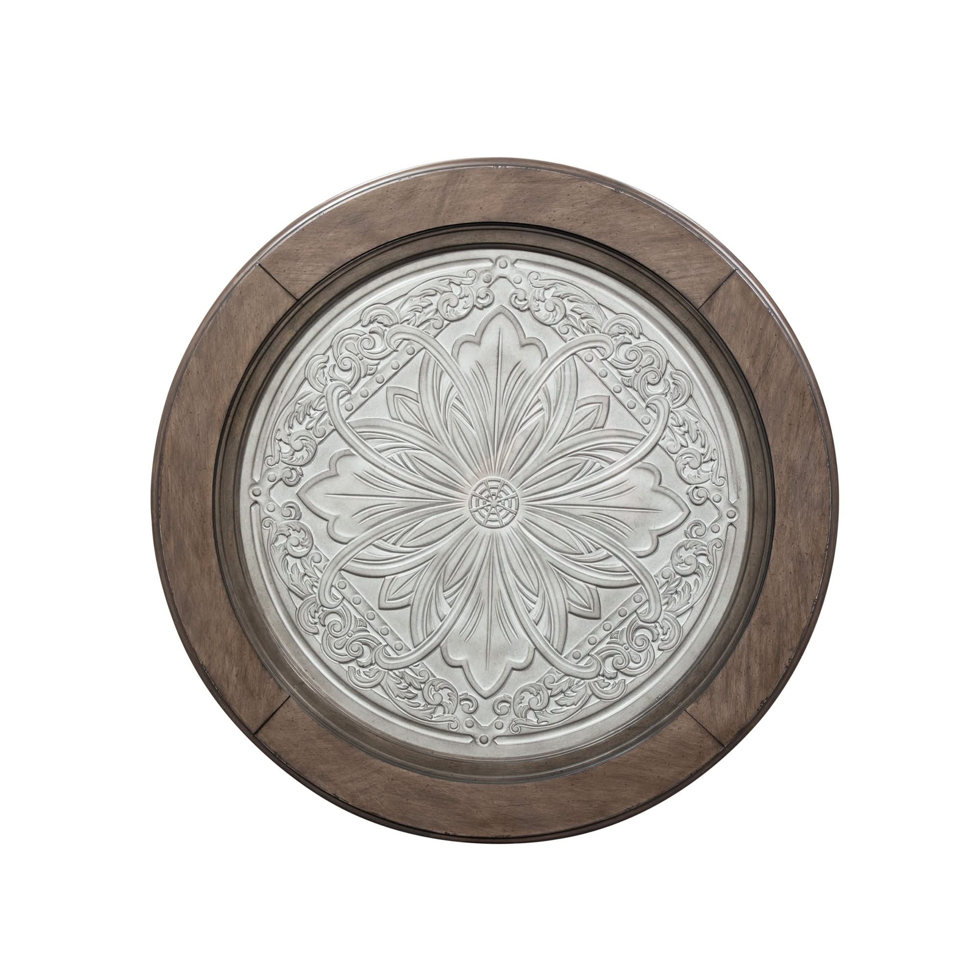 Heartland - Round Ceiling Tile Cocktail Table - Antique White / Tobacco Tops