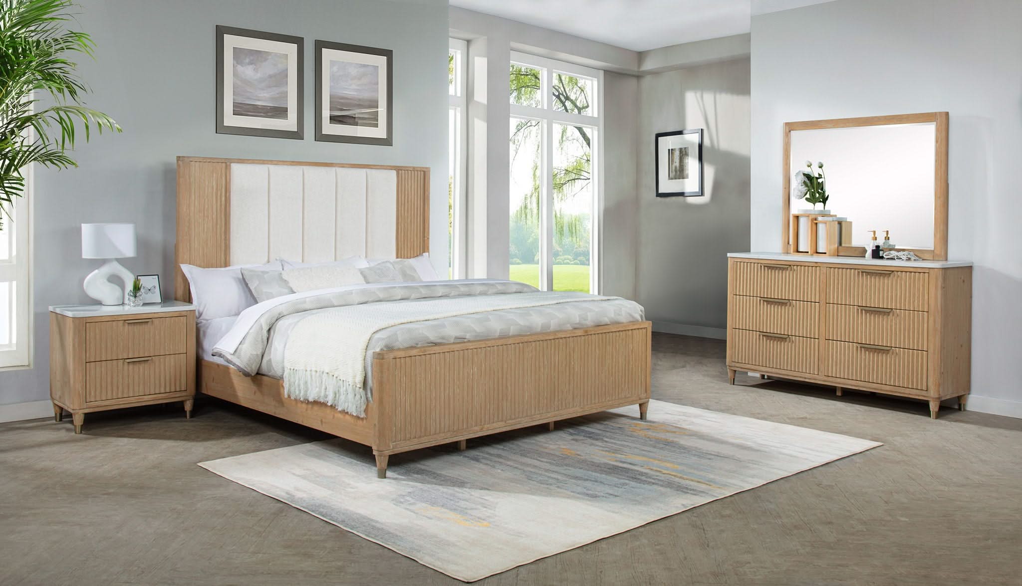 Kara - King Bed - Cerused Natural
