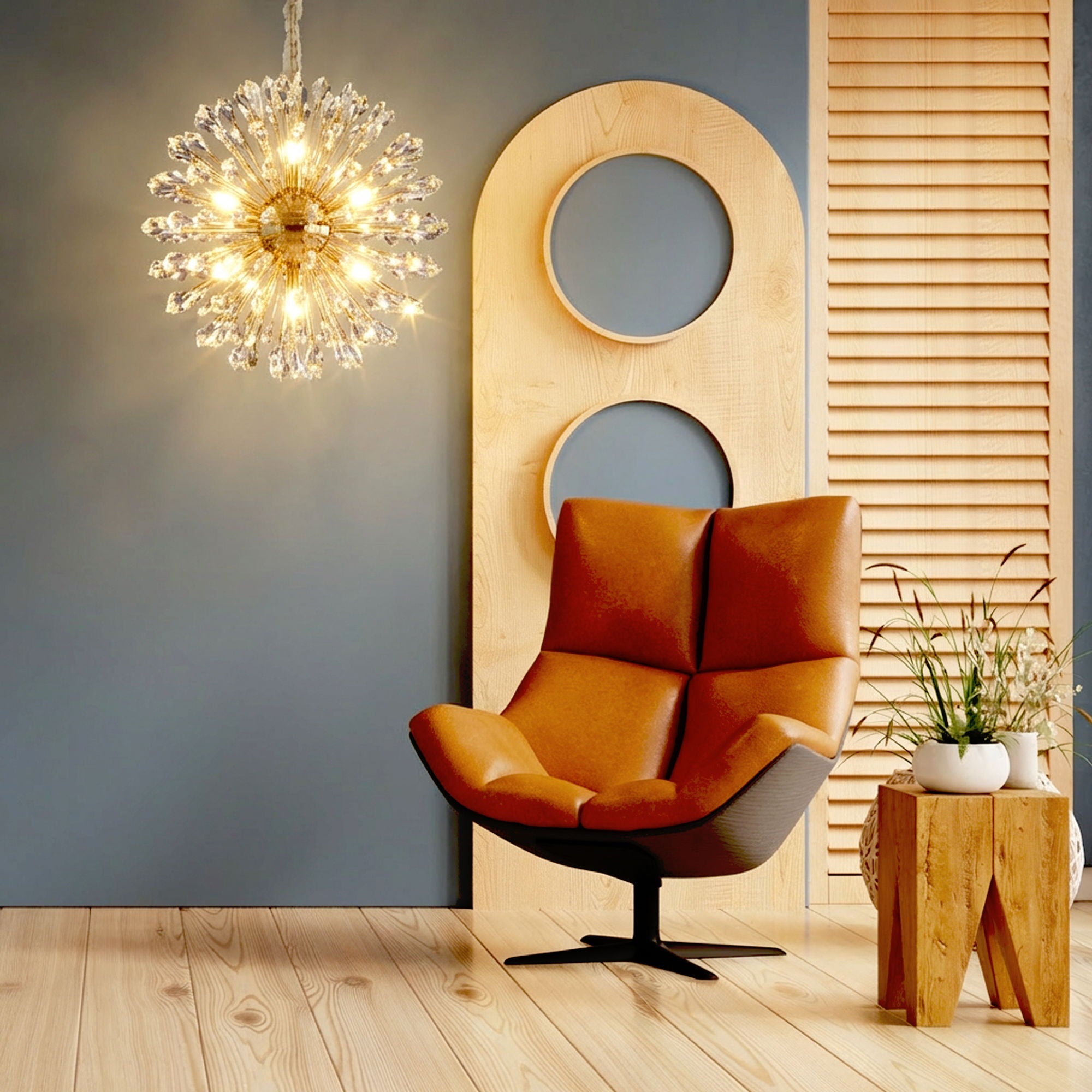 Michael Amini Lighting - Solara 32" Round Crystal LED Chandelier - Gold