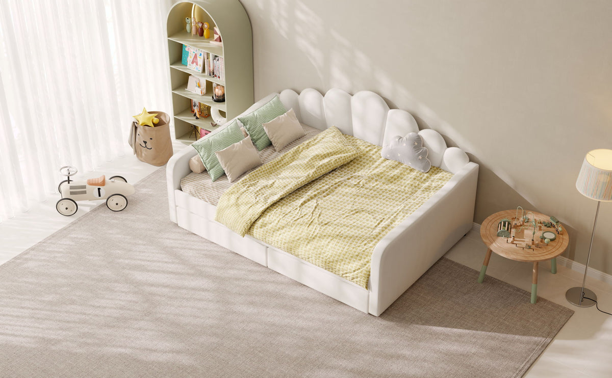 Shell Shaped Upholstered Daybed Frame With Slats