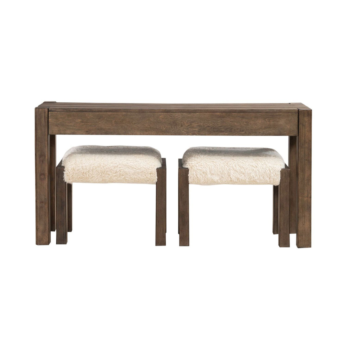 Broadmore - 3 Piece Table Set (1 Console Table 2 Console Stools) - Cobblestone Brown