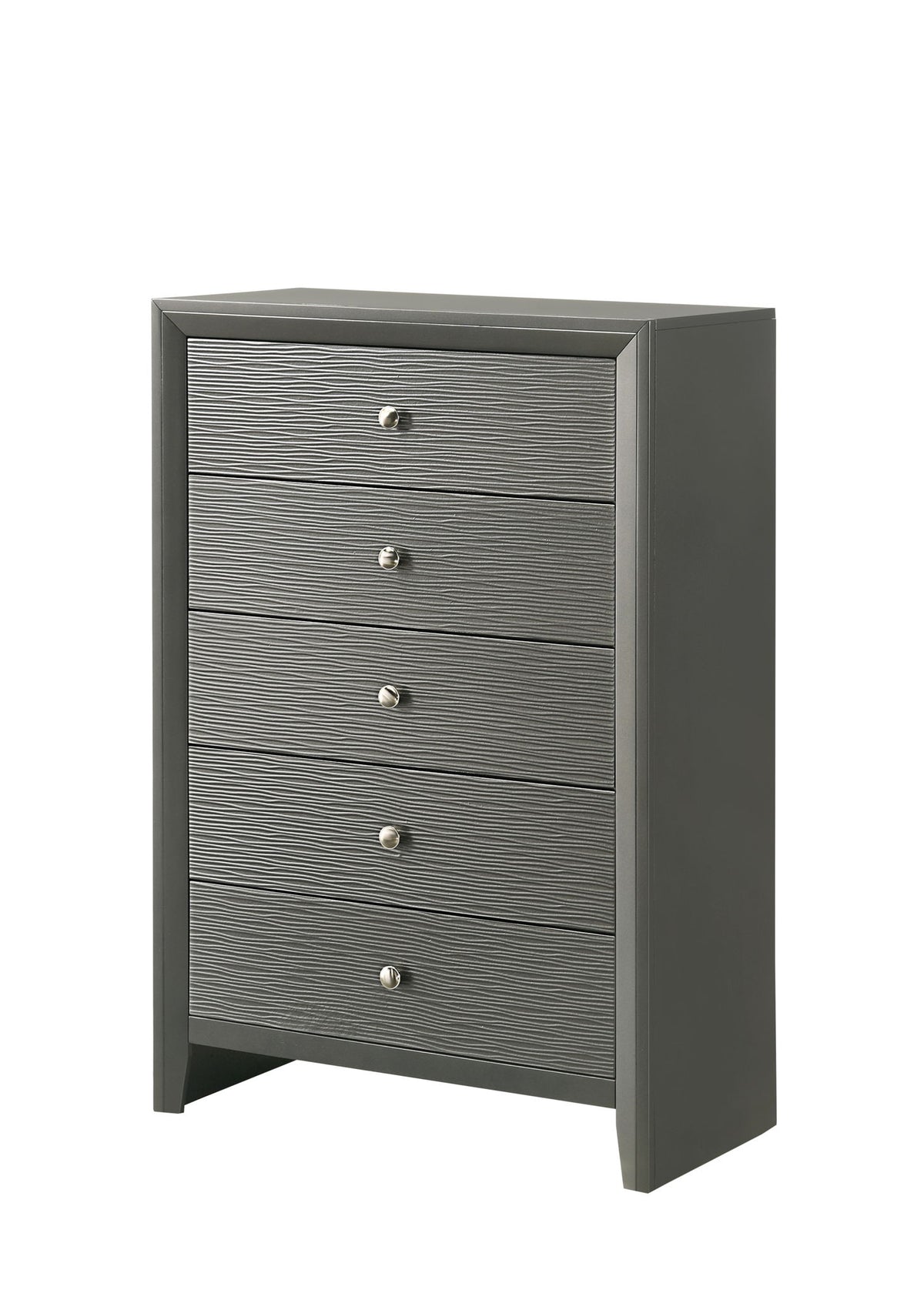 Denker - Queen 5 Piece Bedroom Set - Gun Metal