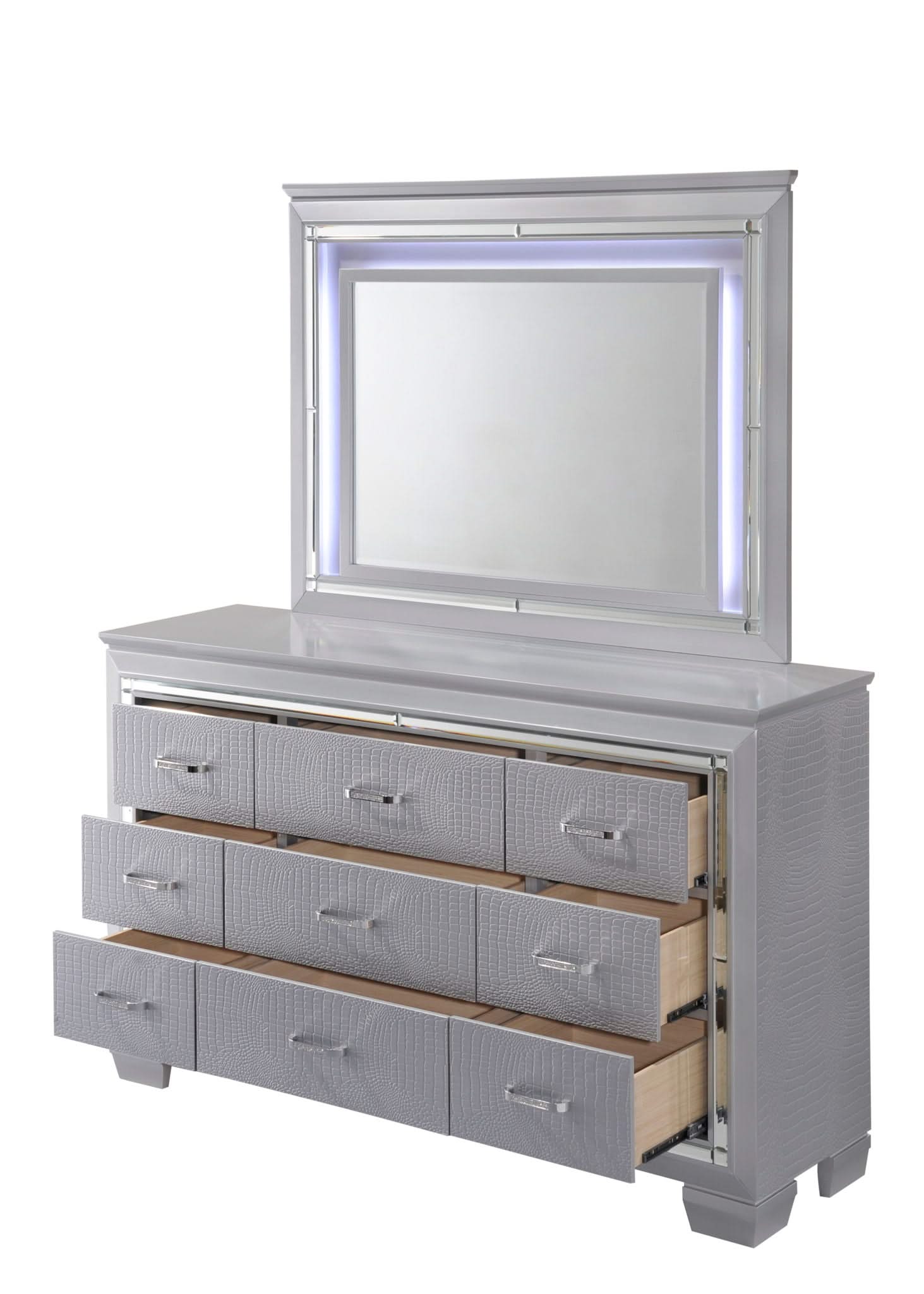 Lillian - Dresser & Mirror - Gray