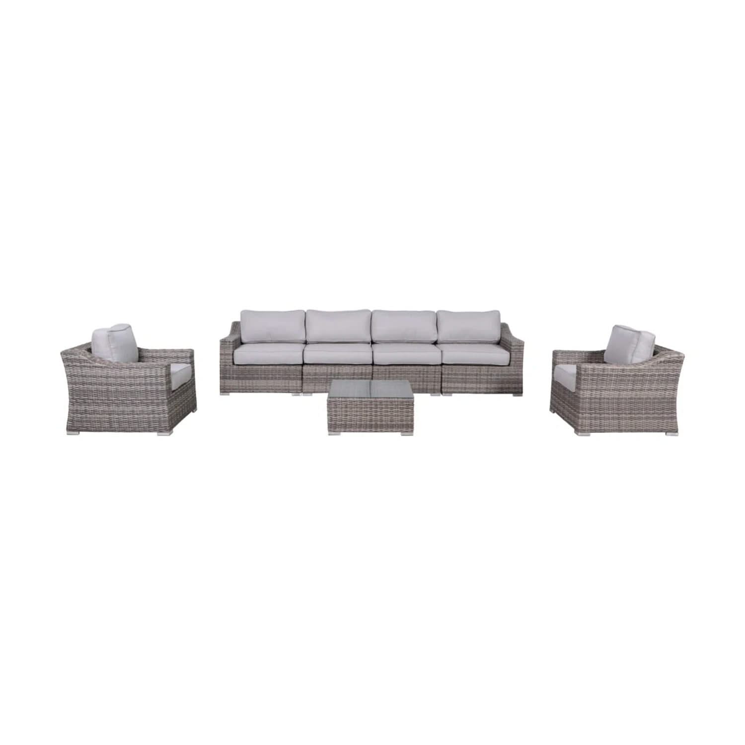 Outdoor Wicker Conversation Set With Cushions, All Weather