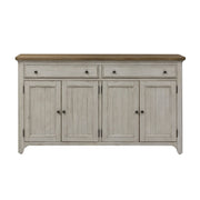 Farmhouse Reimagined - Server - Antique White / Chestnut Tops
