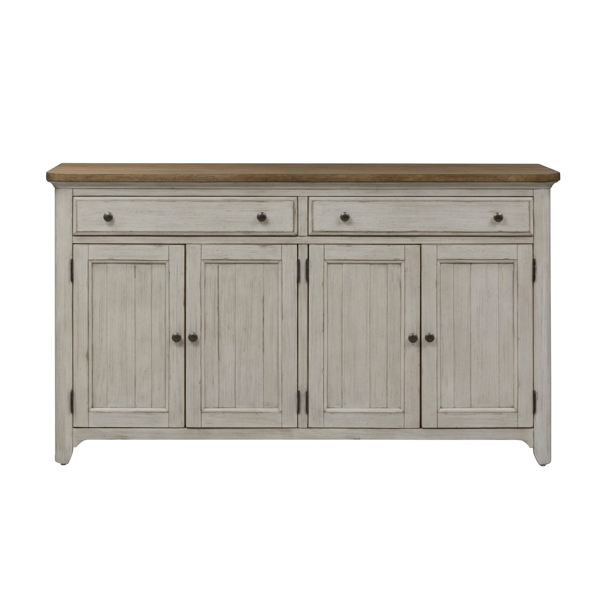 Farmhouse Reimagined - Server - Antique White / Chestnut Tops