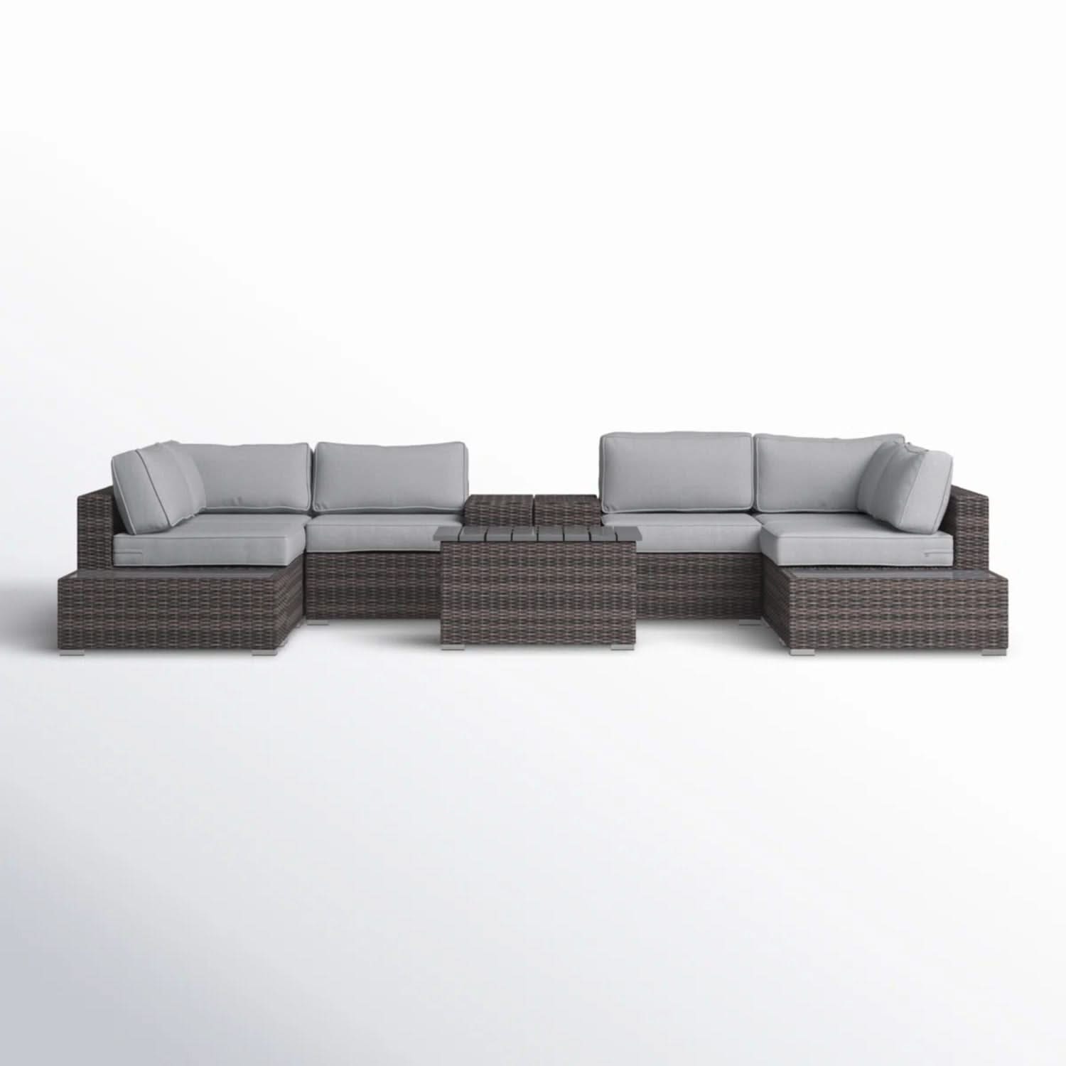 Wicker Sectional Seating Group With Cushions