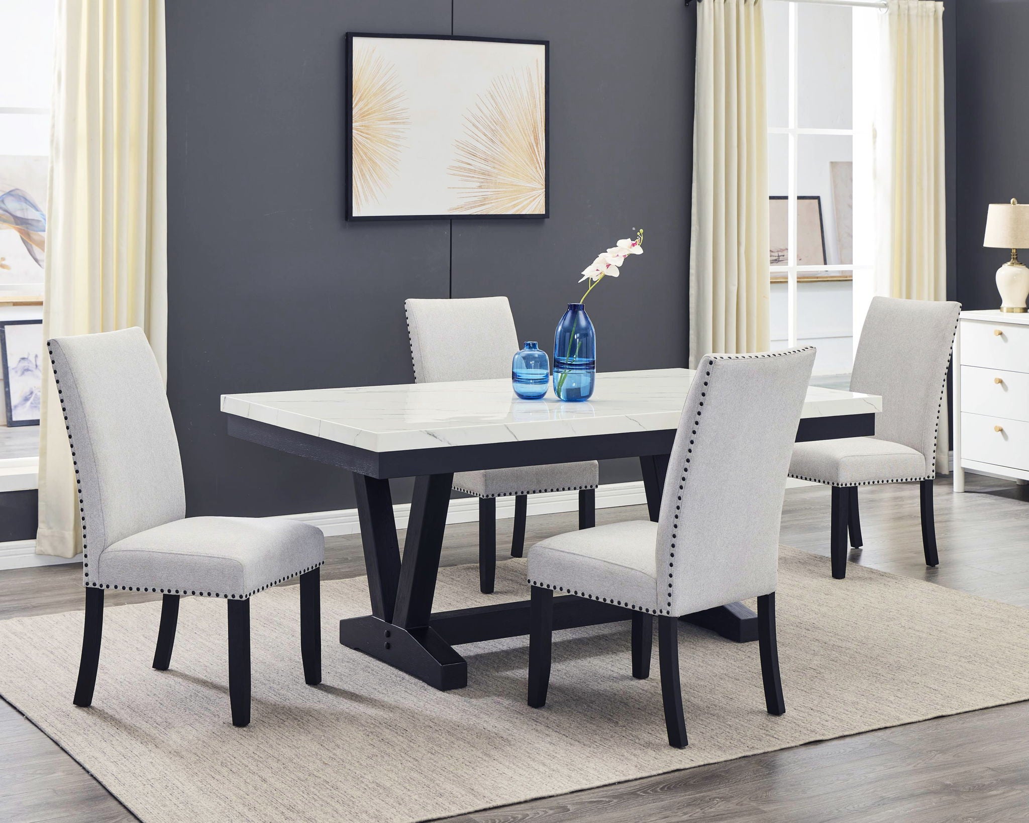 Vance - 5 Piece Dining Room Set - Charcoal / Dove