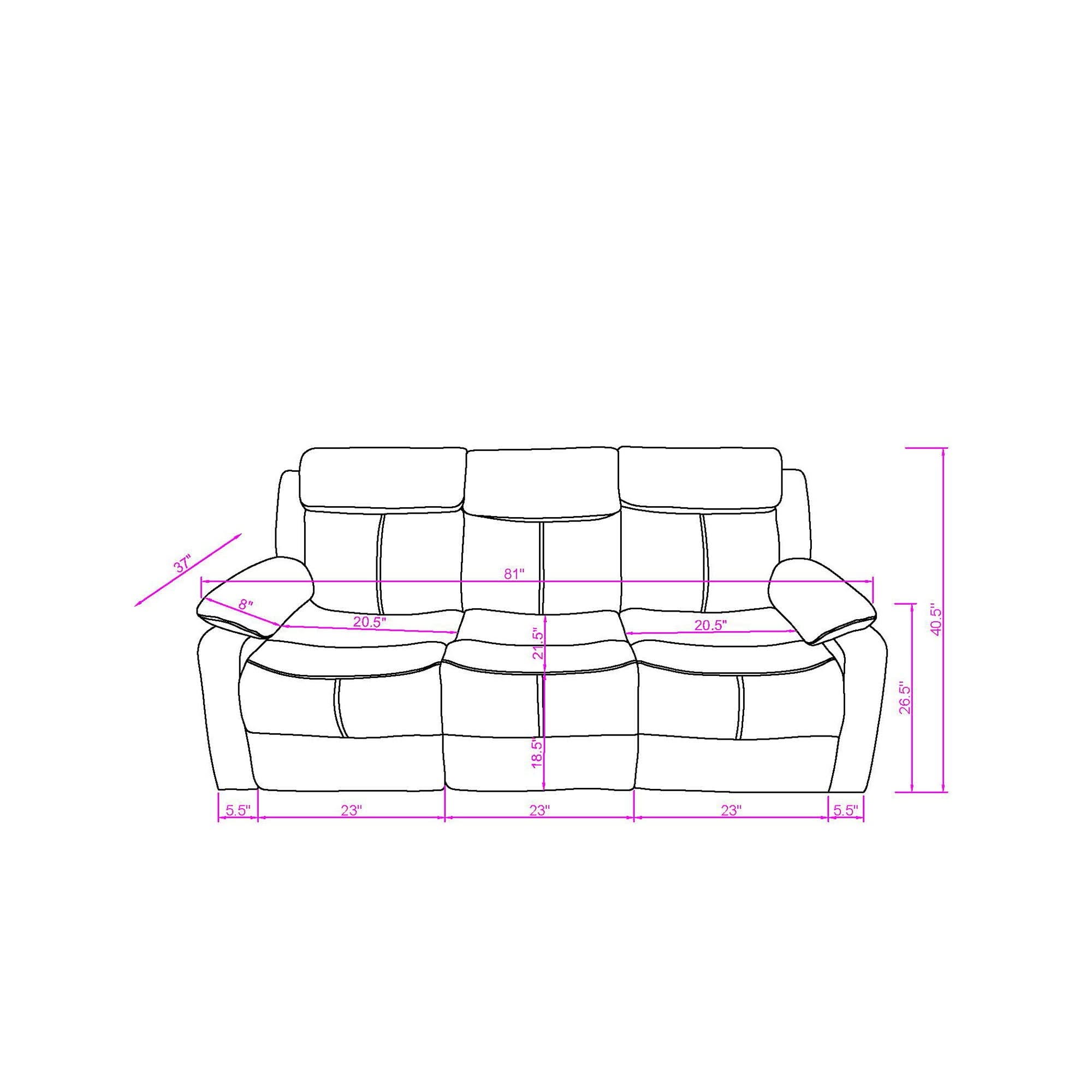 Blanche - Reclining Set With LED Lights With Pillow Top Arms