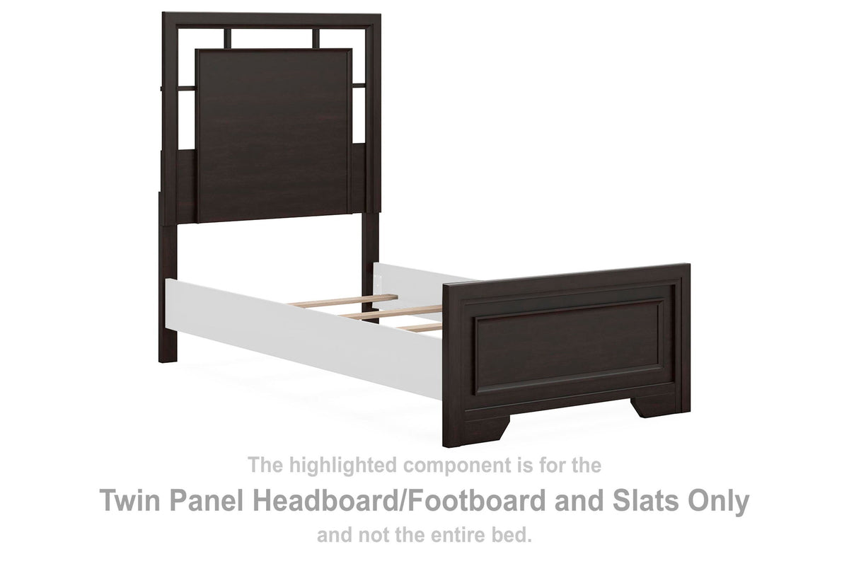 Covetown - Twin Panel Headboard/Footboard and Slats - Dark Brown