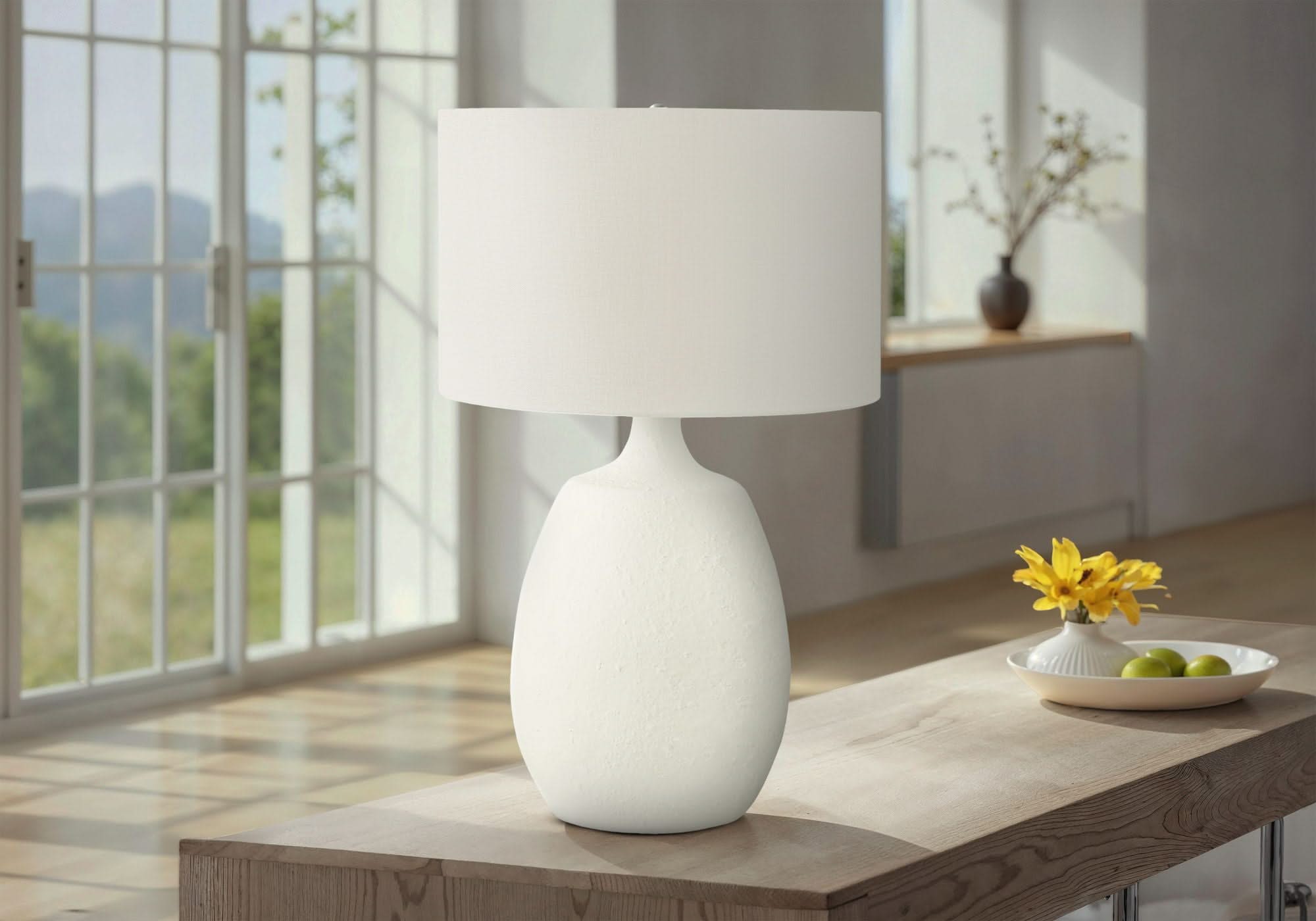 Lighting, Table Lamp, Resin, Contemporary - Cream