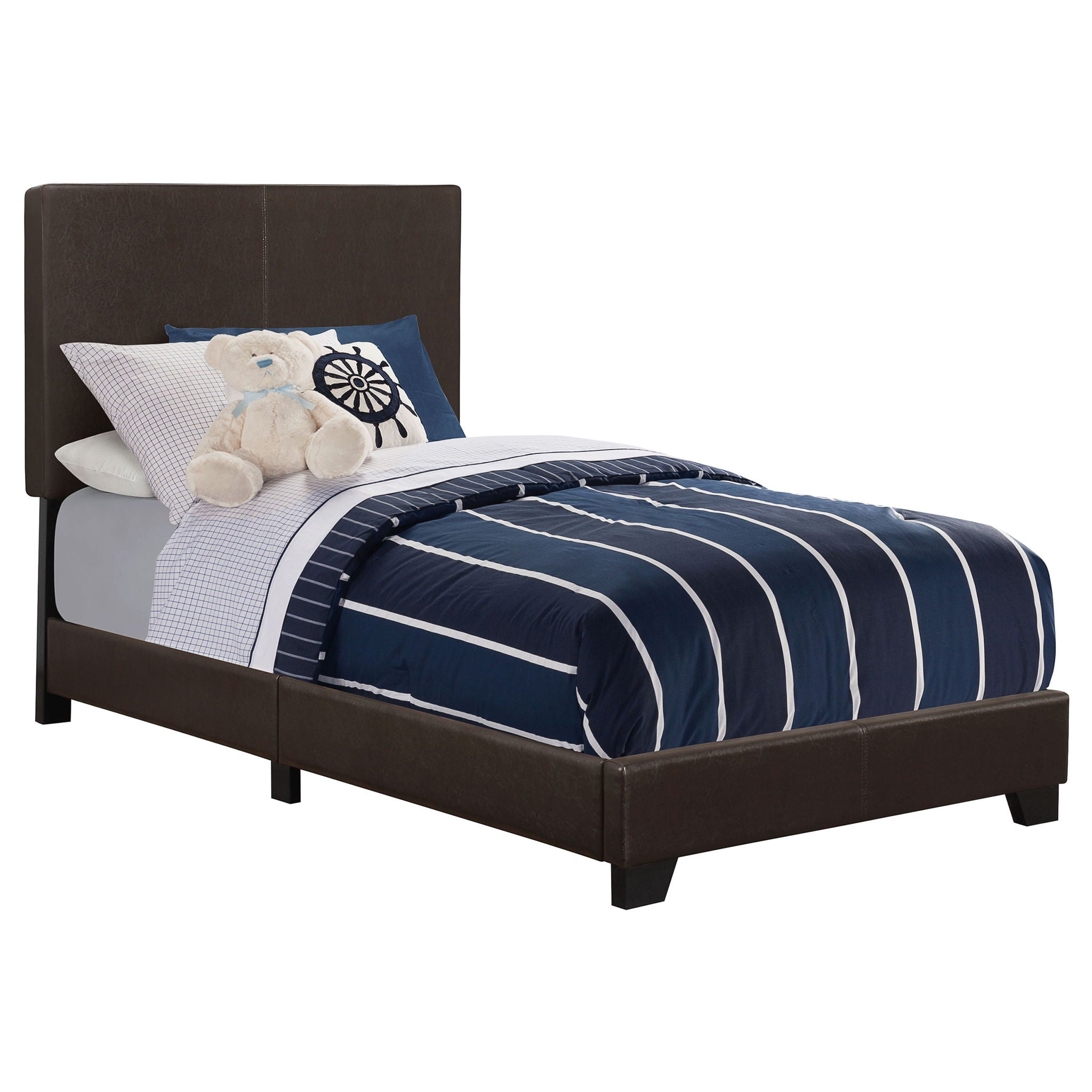 Dorian Faux Leather Upholstered Twin Panel Bed Brown