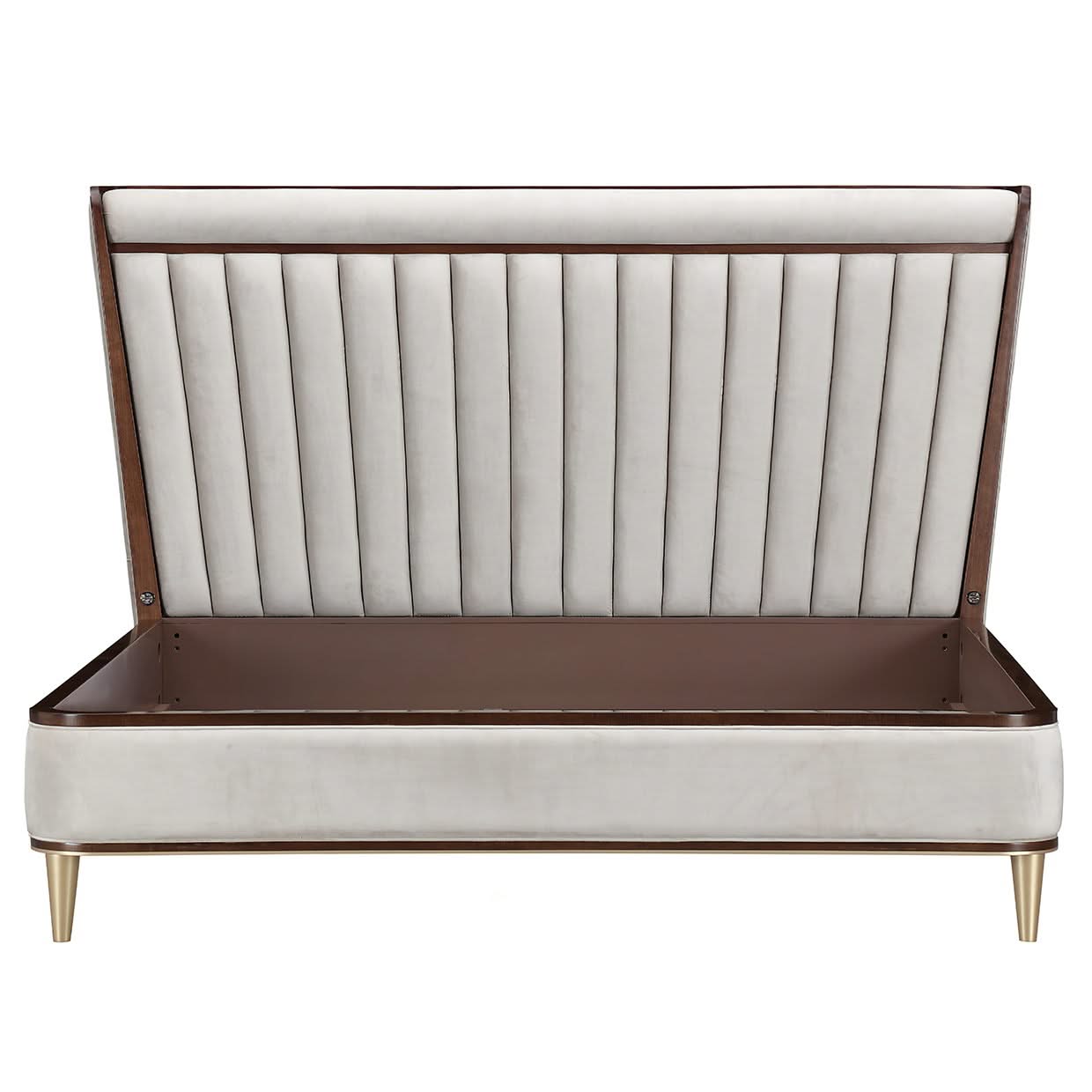 Houston - Eastern King Channel Tufted Panel Bed - Porcini / Walnut