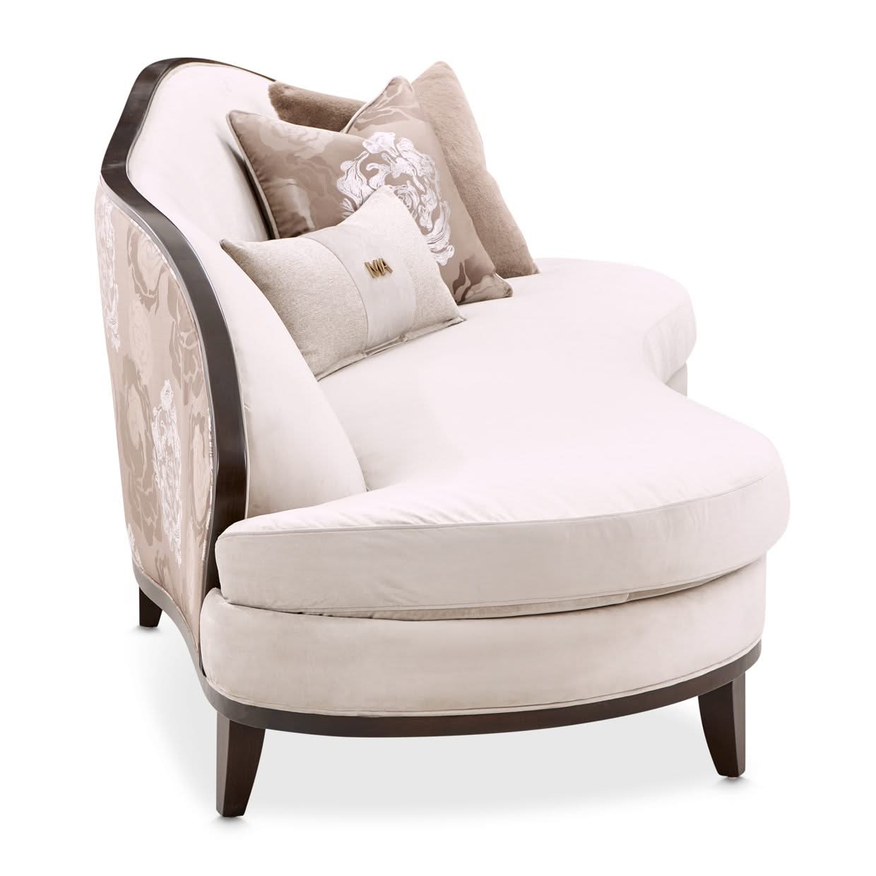 Camellia Field - Asymmetrical Velvet Sofa - Beige / Dark Brown