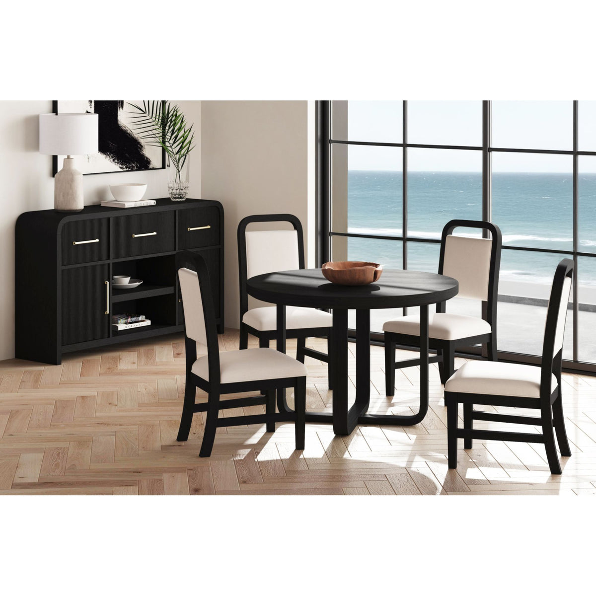 Ridgemont - Fabric Dining Side Chair (Set of 2) - White / Black With Grain