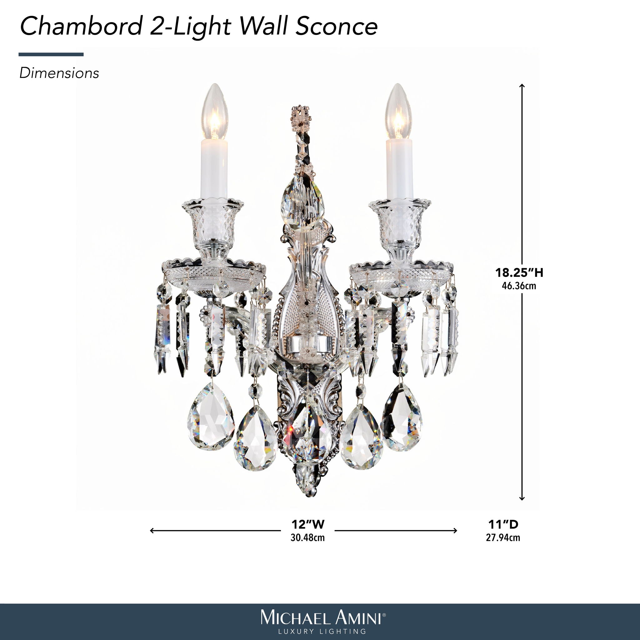Michael Amini Lighting - Chambord Crystal Wall Sconce - Clear