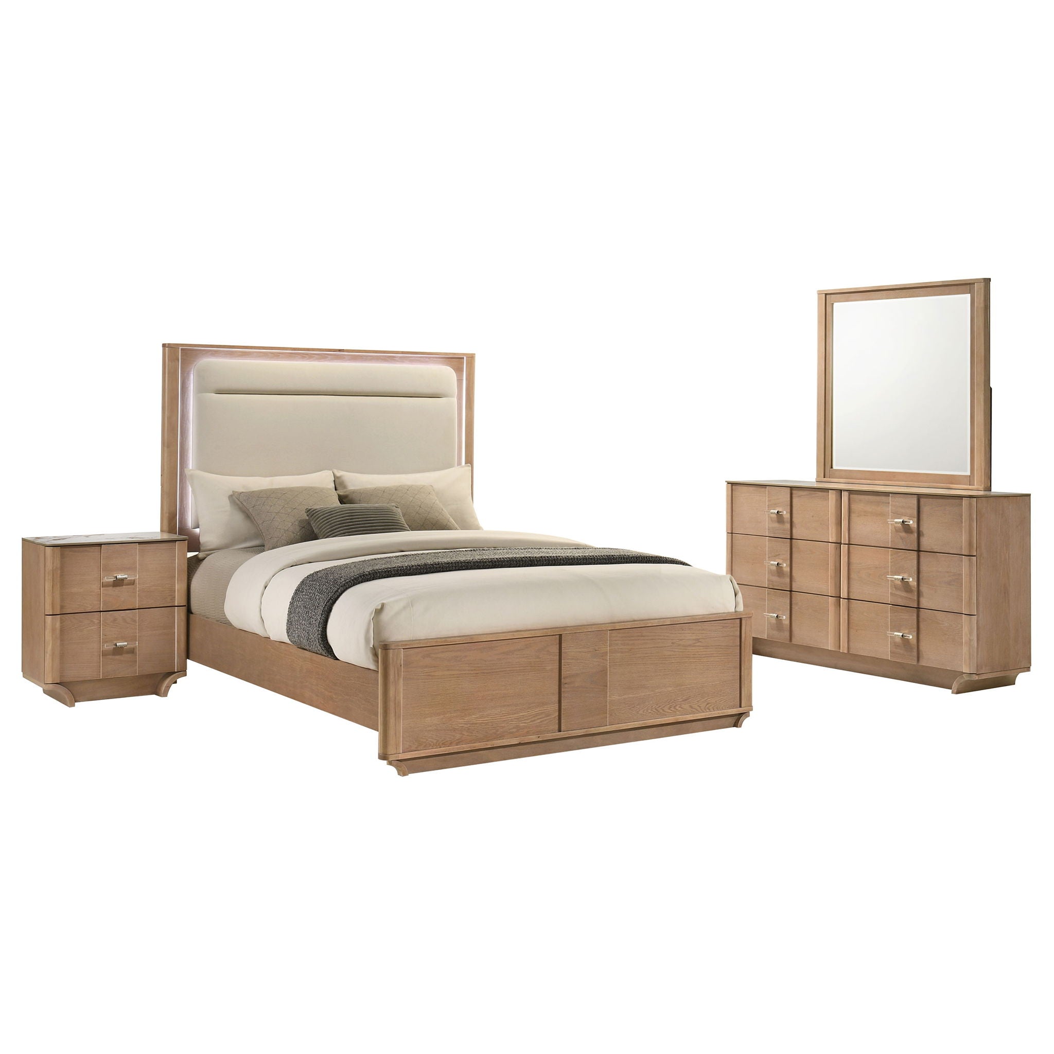 Leanne 4-piece Queen Bedroom Set Light Oak