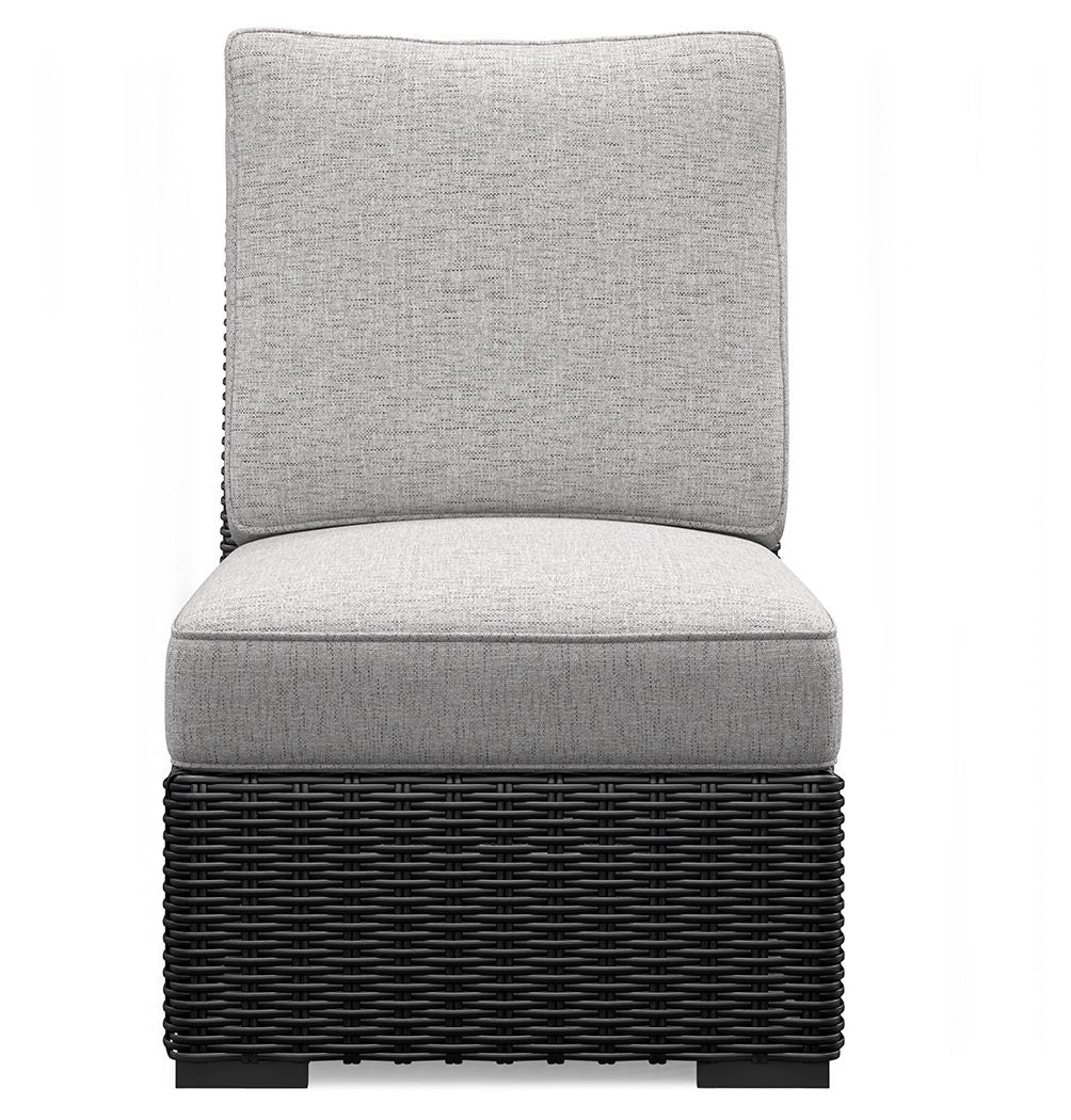Beachcroft - Armless Chair With Cushion - Black / Light Gray