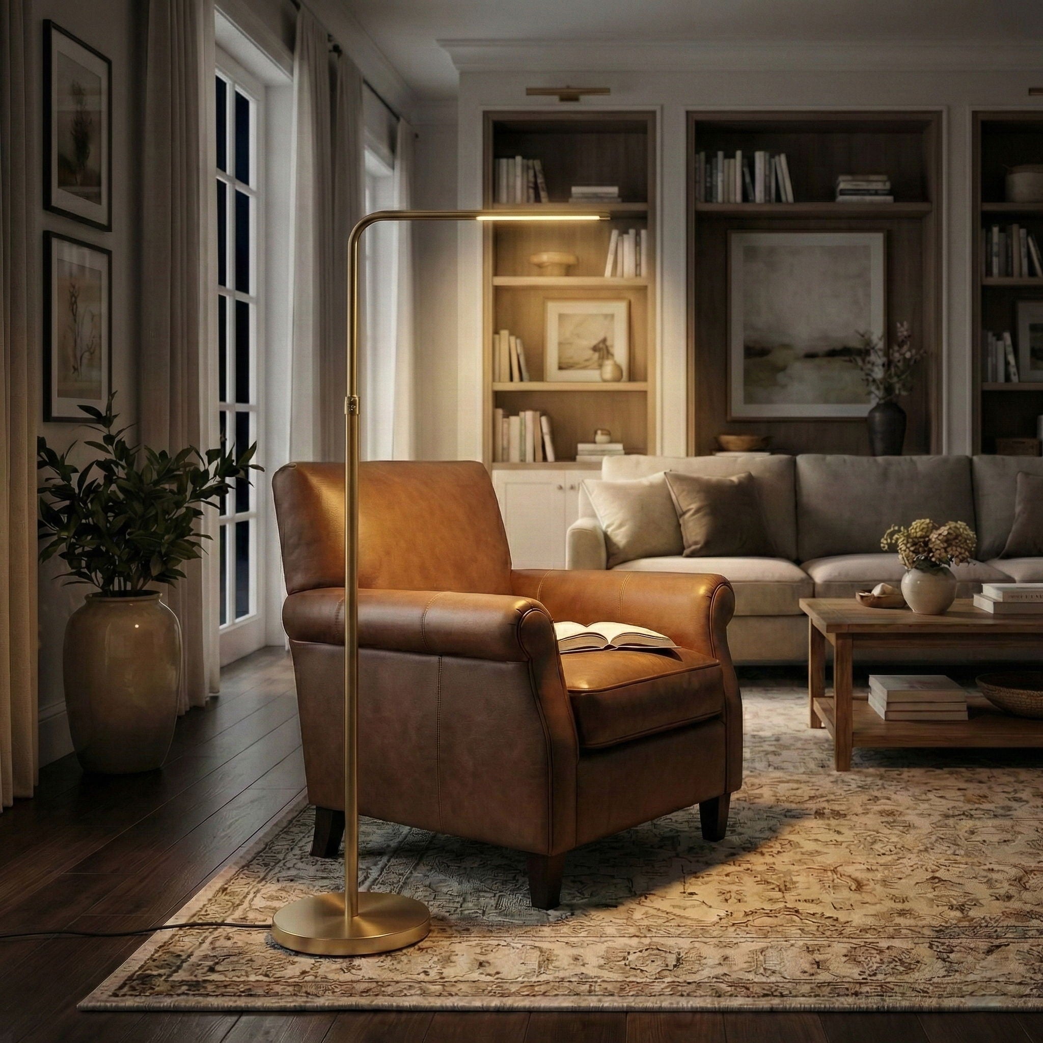 Verve - Floor Lamp With On / Off Switch Adjustable LED Round Base ...