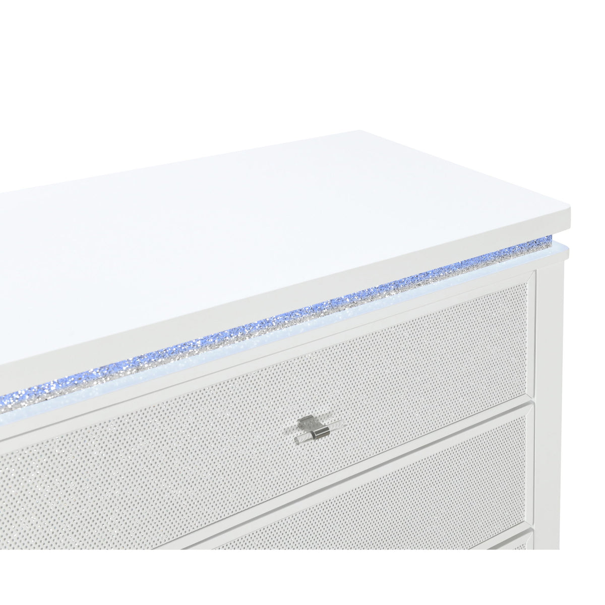 Adalid - Nightstand With Glittered Drawer Front And LED Lighting - White - Exclusive Furniture