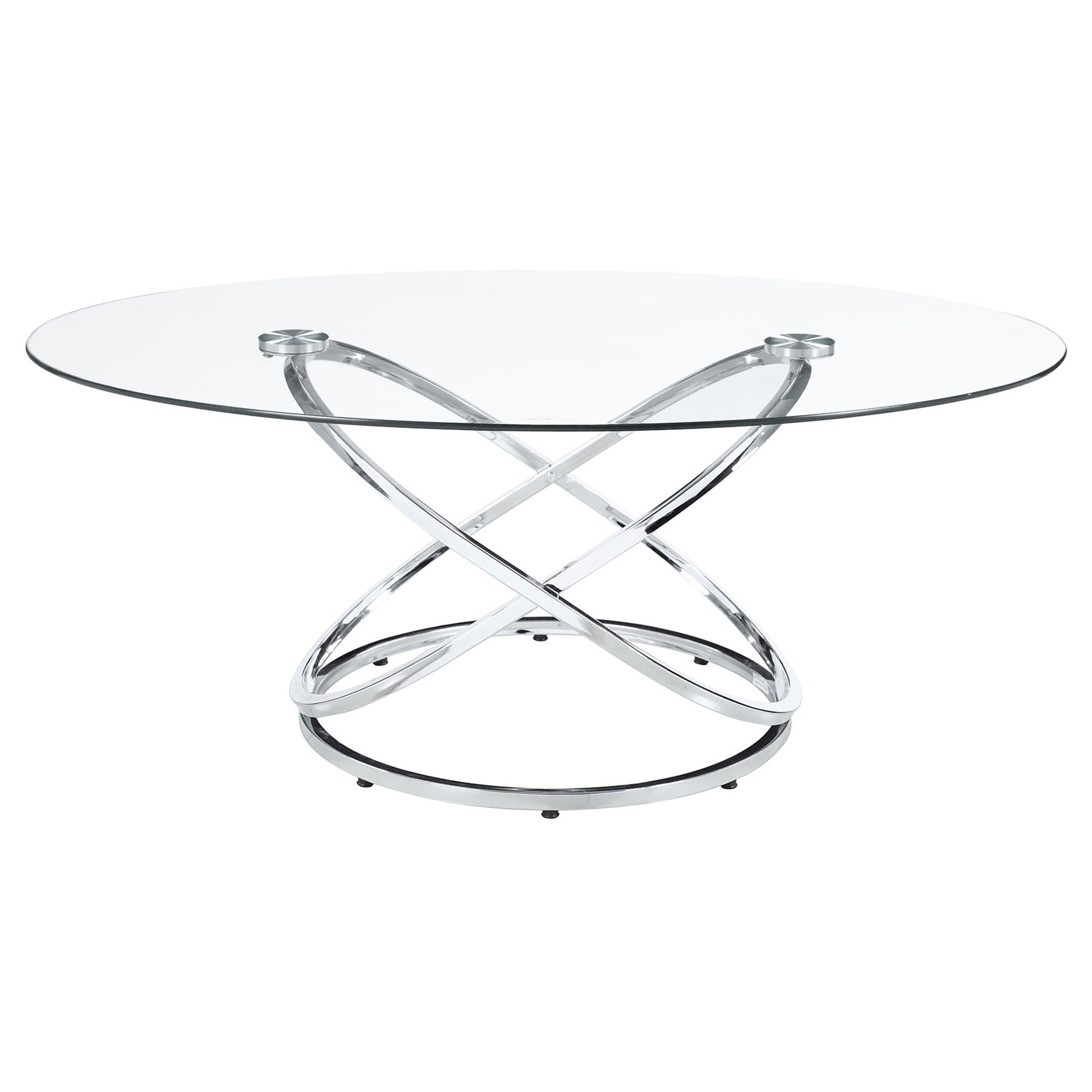 Warren 3-piece Oval Glass Top Coffee Table Set Chrome