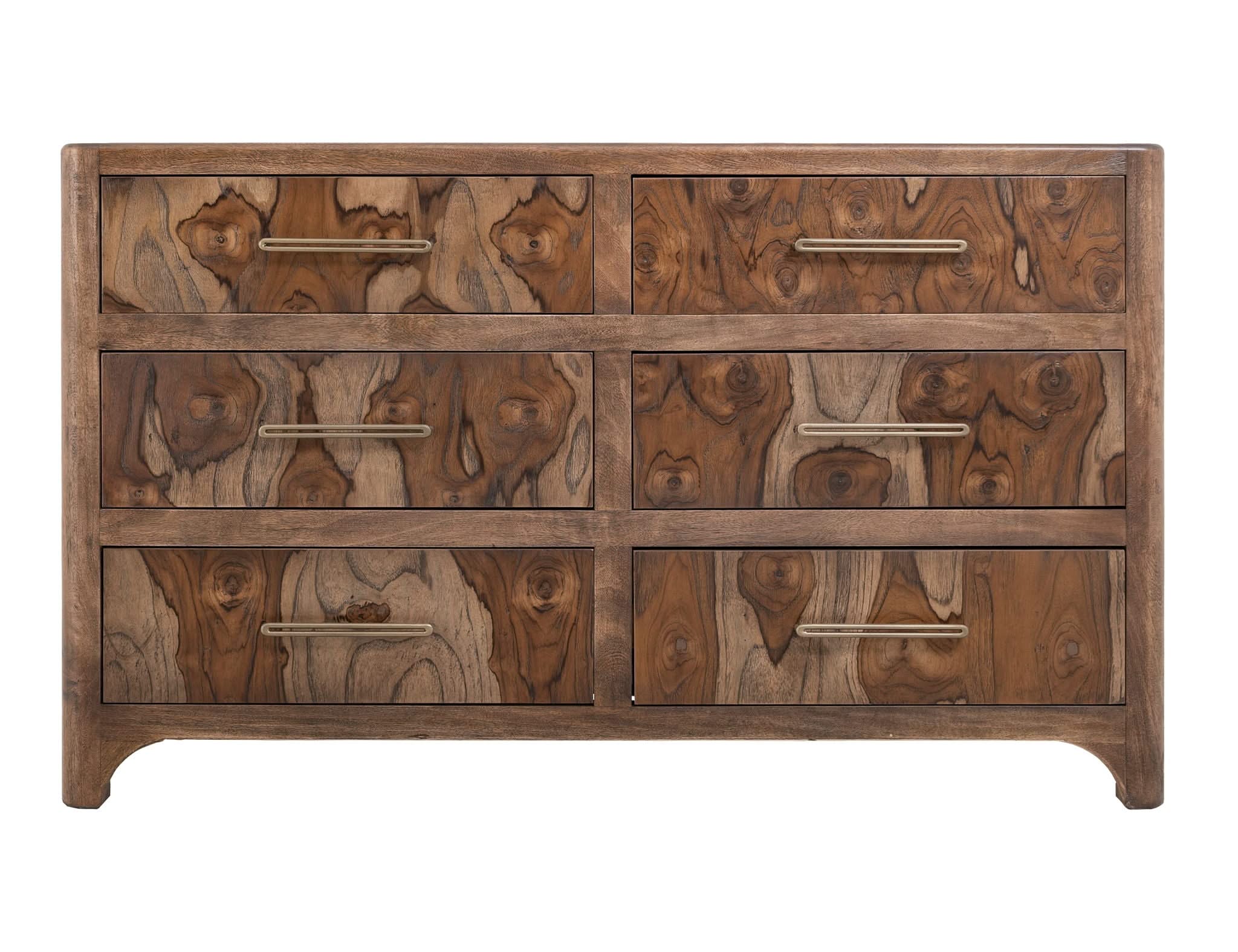 Praga - 6-Drawer Dresser - Almond / Barrel Brown