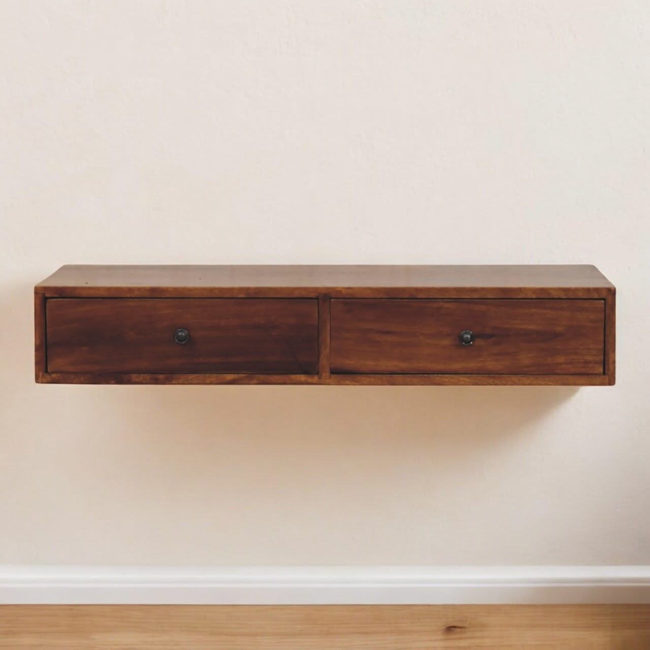 Lunar - 2 Drawer Wall Mounted Console - Brown