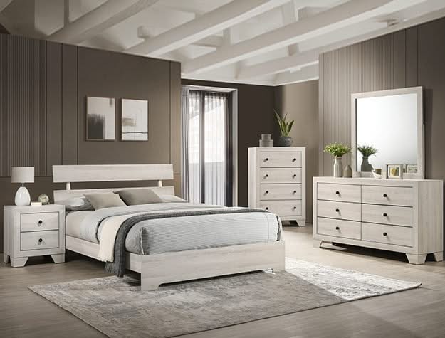 Atticus - King Platform Bed In One Box - White