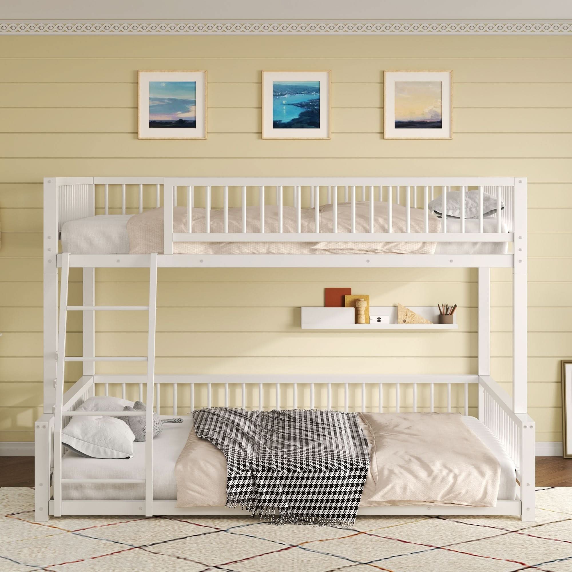 Bunk Bed With Ladder And Safety Guardrails