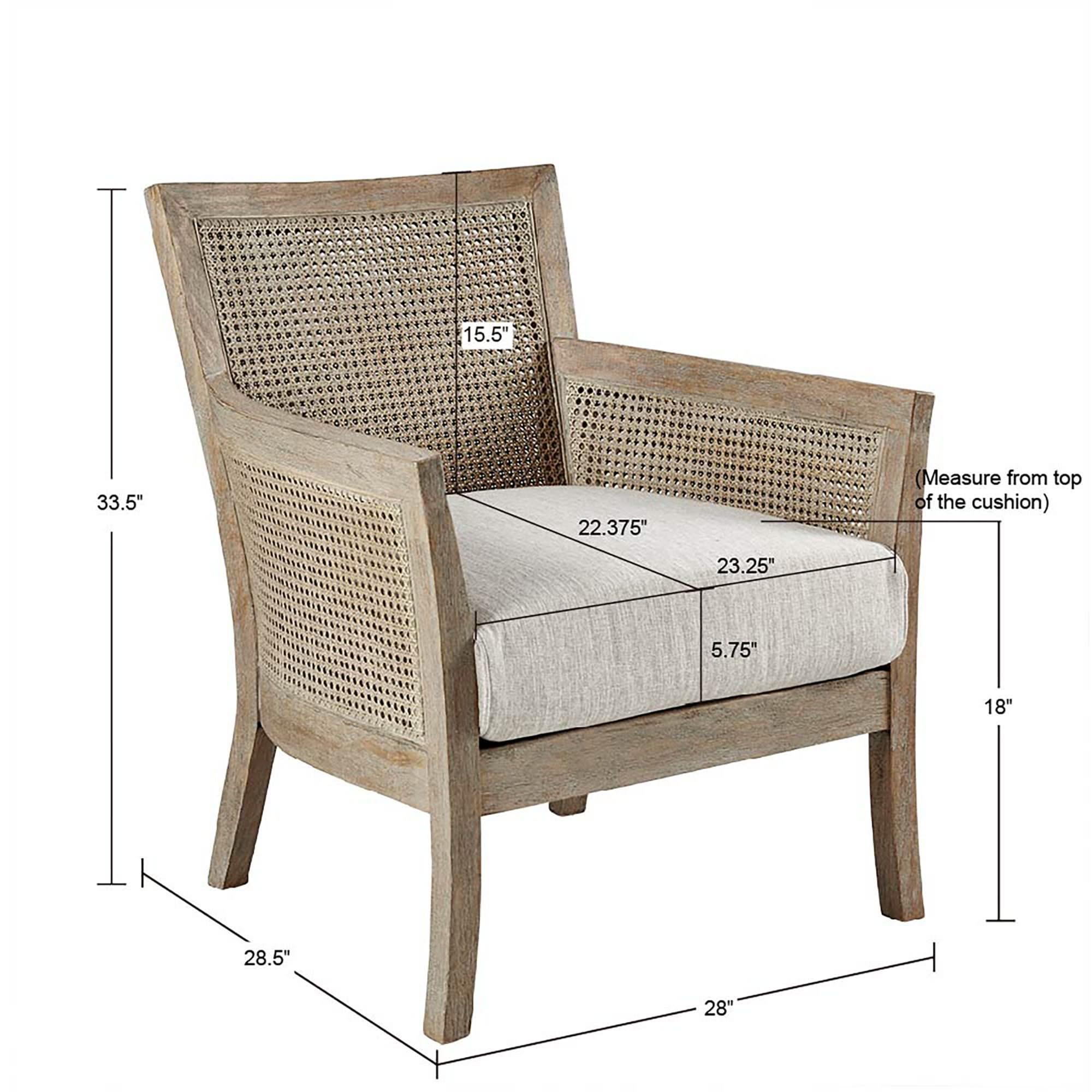 Cane Armchair With High Density Foam - Cream / Reclaimed Natural