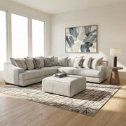 Fluffy River White Contemporary Plush Sectional with Pillows
