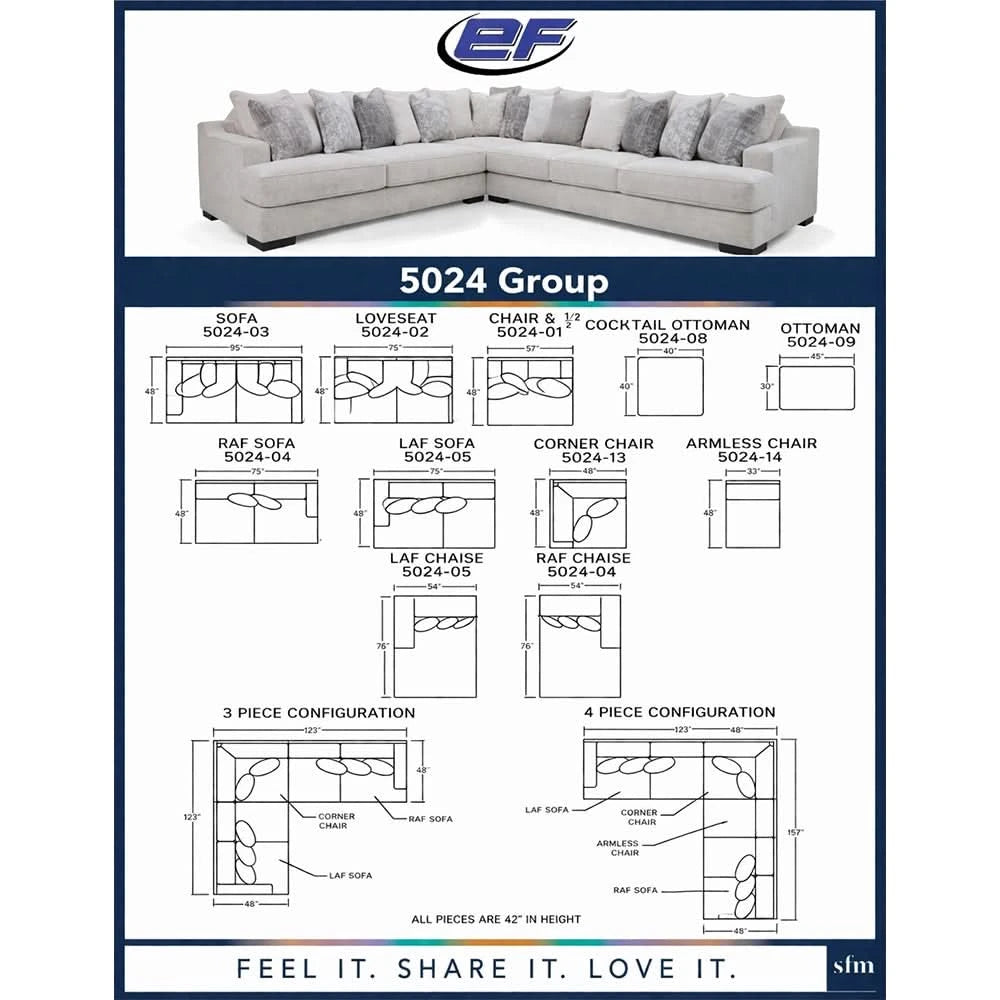 Room Package - Fluffy River White Sectional Living Room Package with Coffee Table Set & Rug