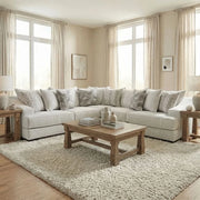 Room Package - Fluffy River White Sectional Living Room Package with Coffee Table Set & Rug