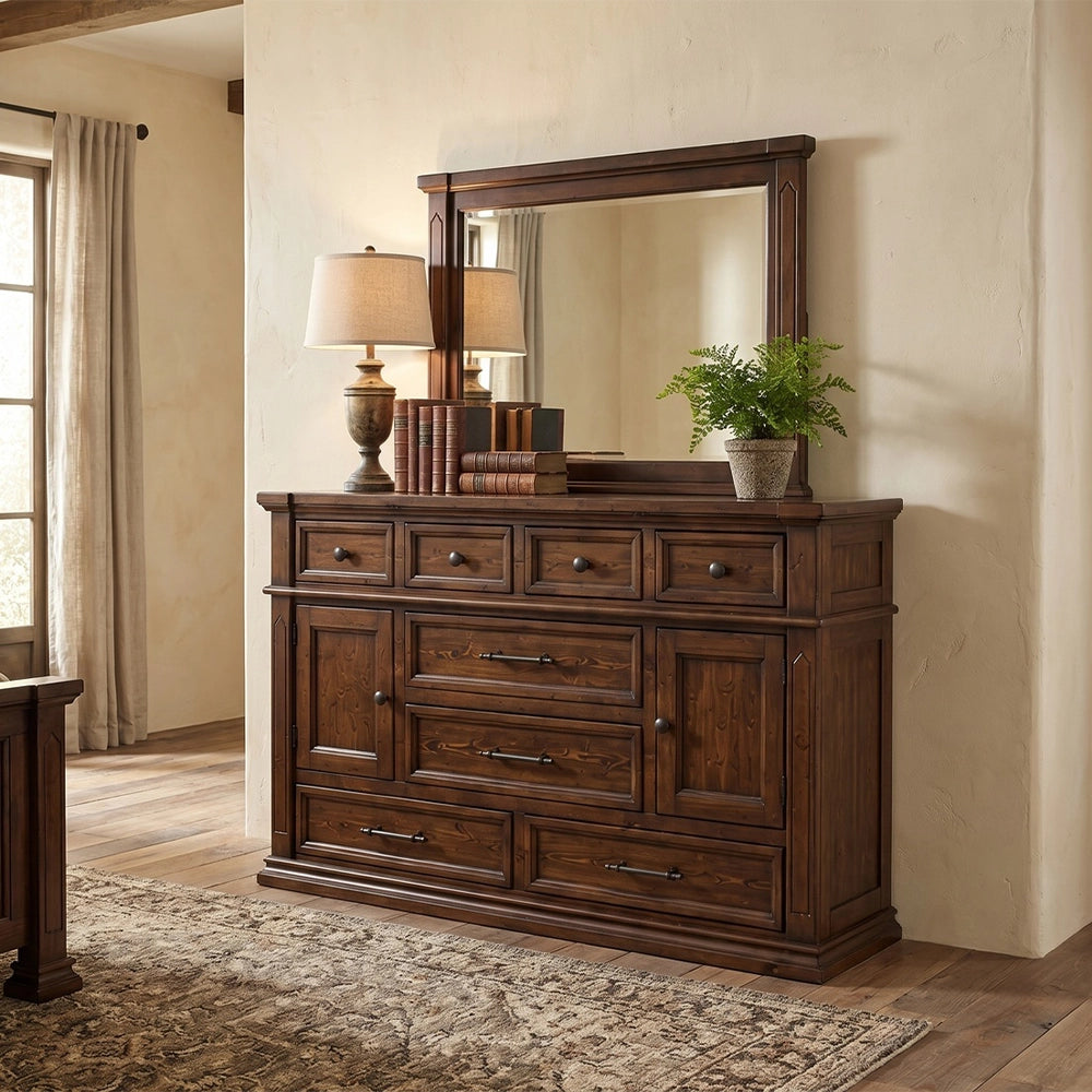 Gabriel Brown Solid Wood Rustic 5-Piece Queen Bedroom Set