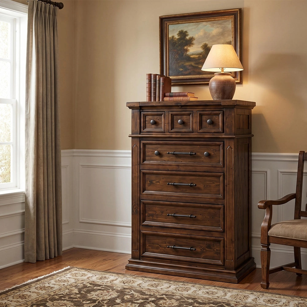 Gabriel Brown Solid Wood Rustic Chest of Drawers