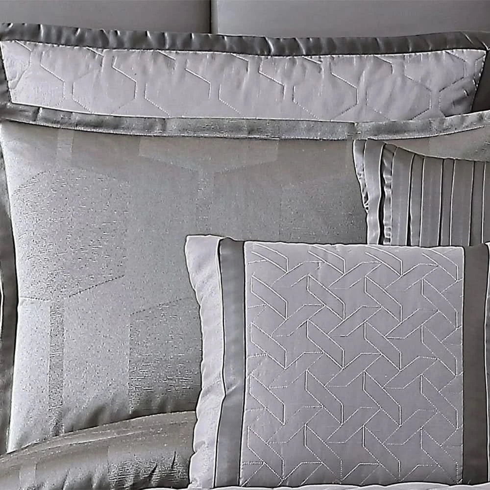 Garian Gray/Silver Queen or King 10PC Comforter Set with Coverlet & Decorative Pillows