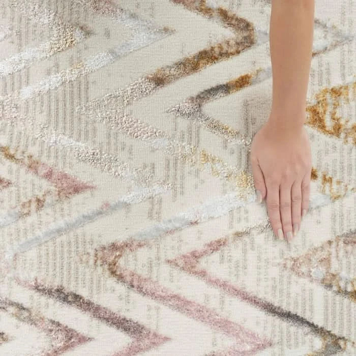 Glossy Multicolor Contemporary Chevron Area Rug