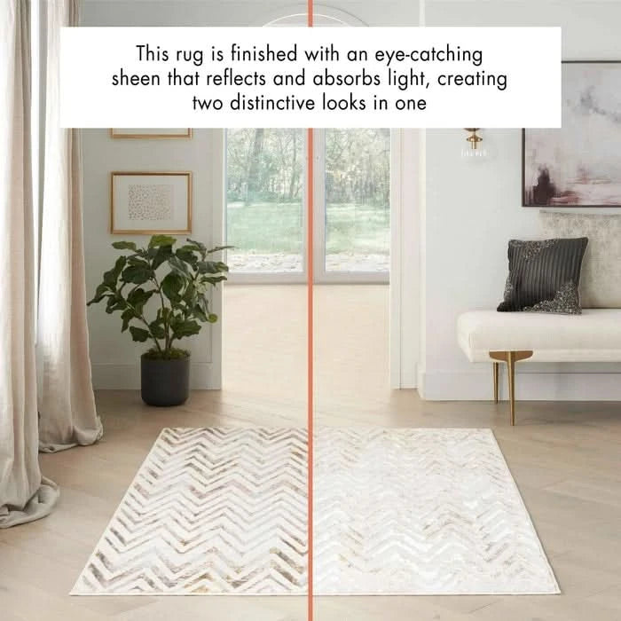 Room Package - Dalton Ivory Modern Living Room Package with 3-Piece Round Glass Occasional Table Set & Rug