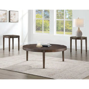 Gracie Brown 3PC Cocktail Table Set with Sunburst Top and Metal Legs
