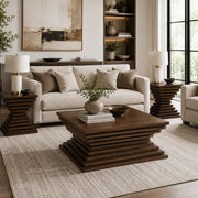 Gradalor Brown Contemporary 3-Piece Occasional Table Set with Square Coffee Table and 2 End Tables