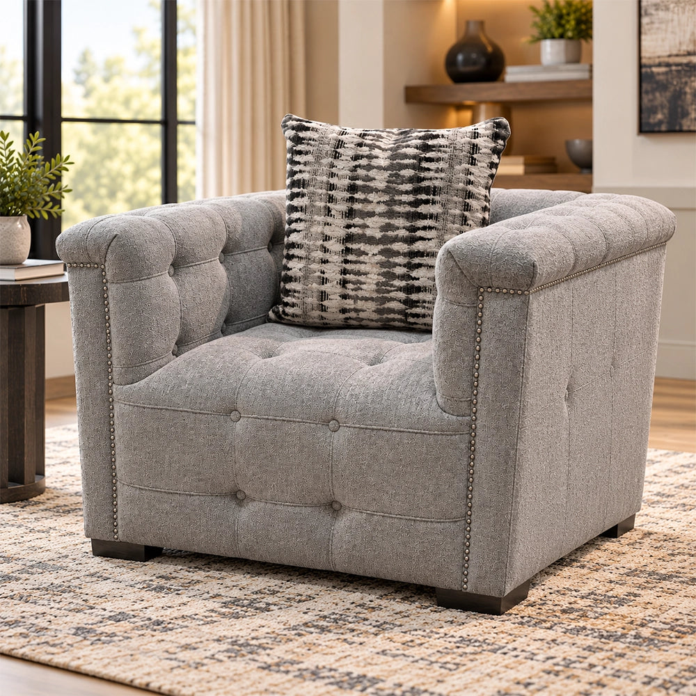Harper Gray Tufted Accent Chair