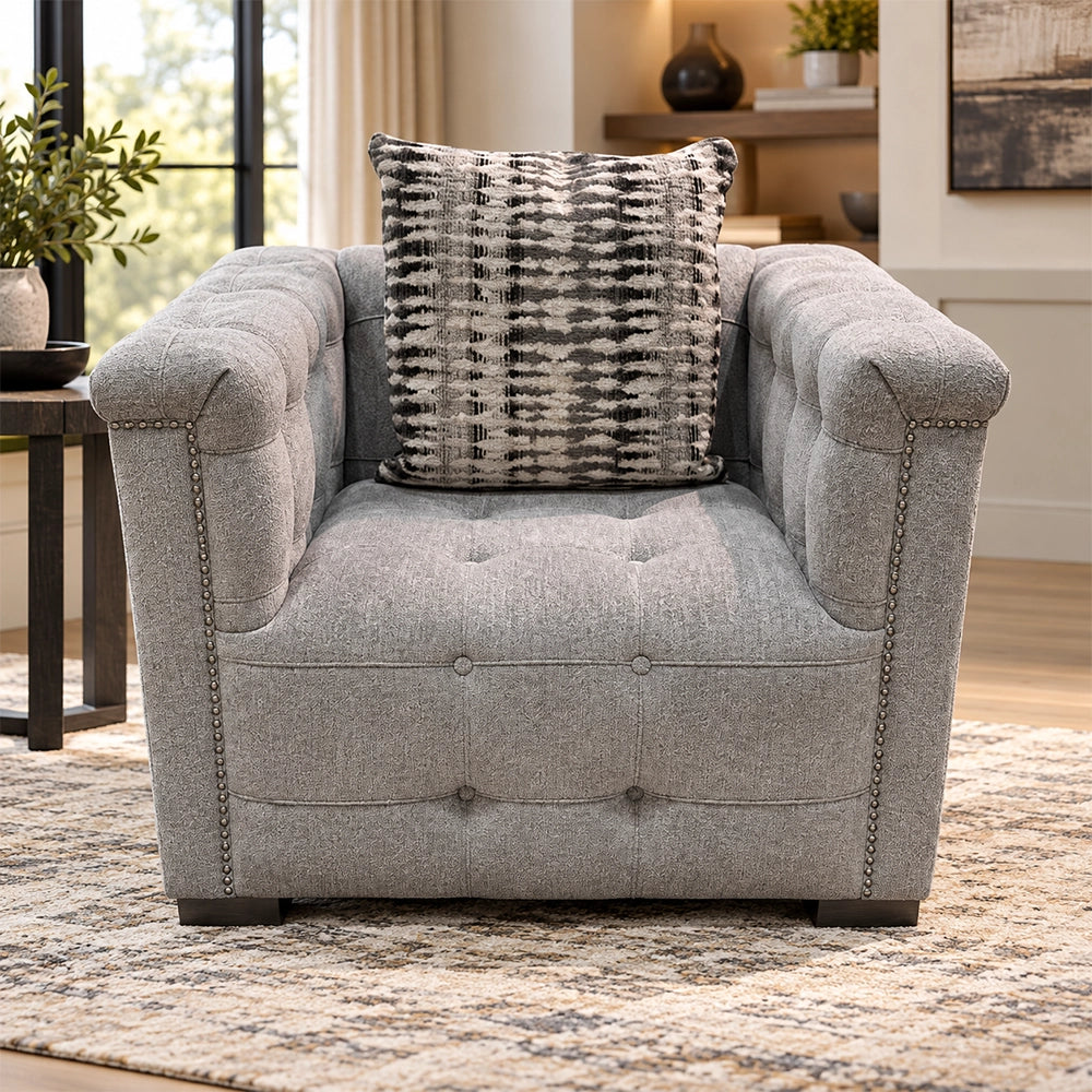 Harper Gray Tufted Accent Chair