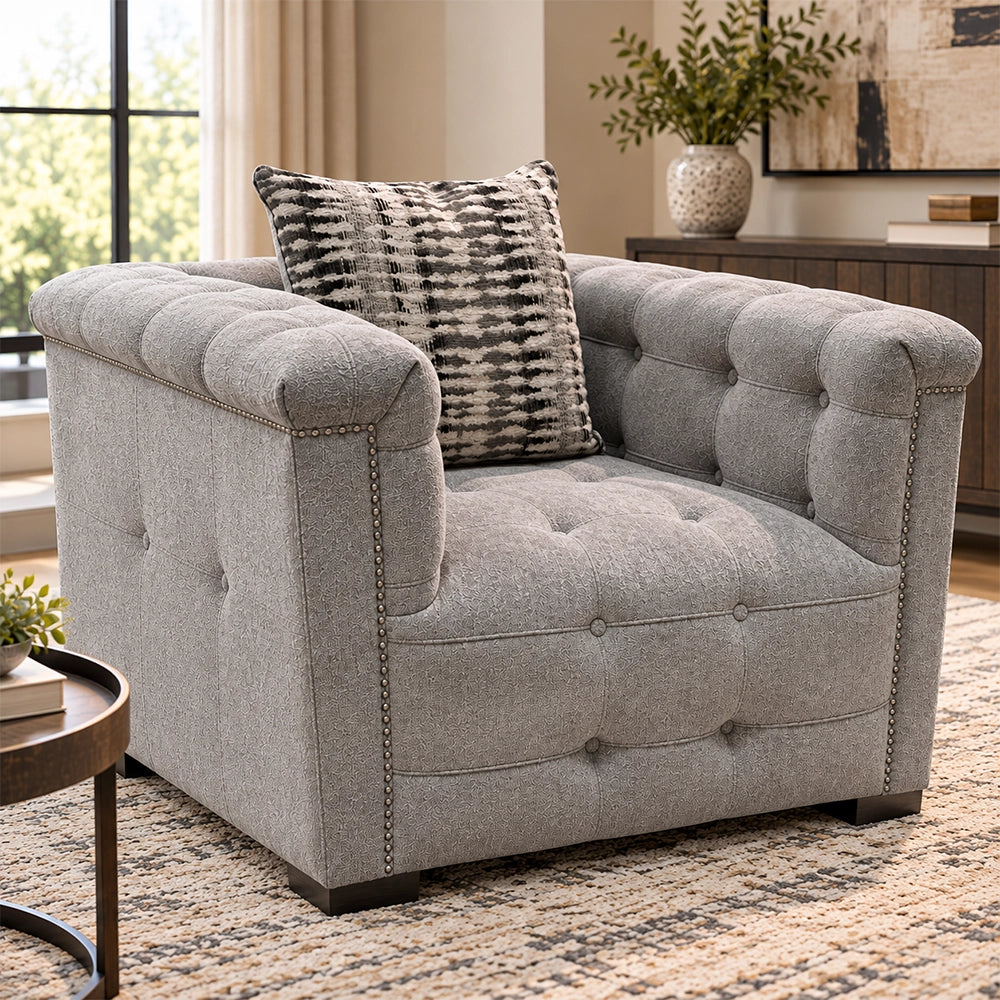 Harper Gray Tufted Accent Chair