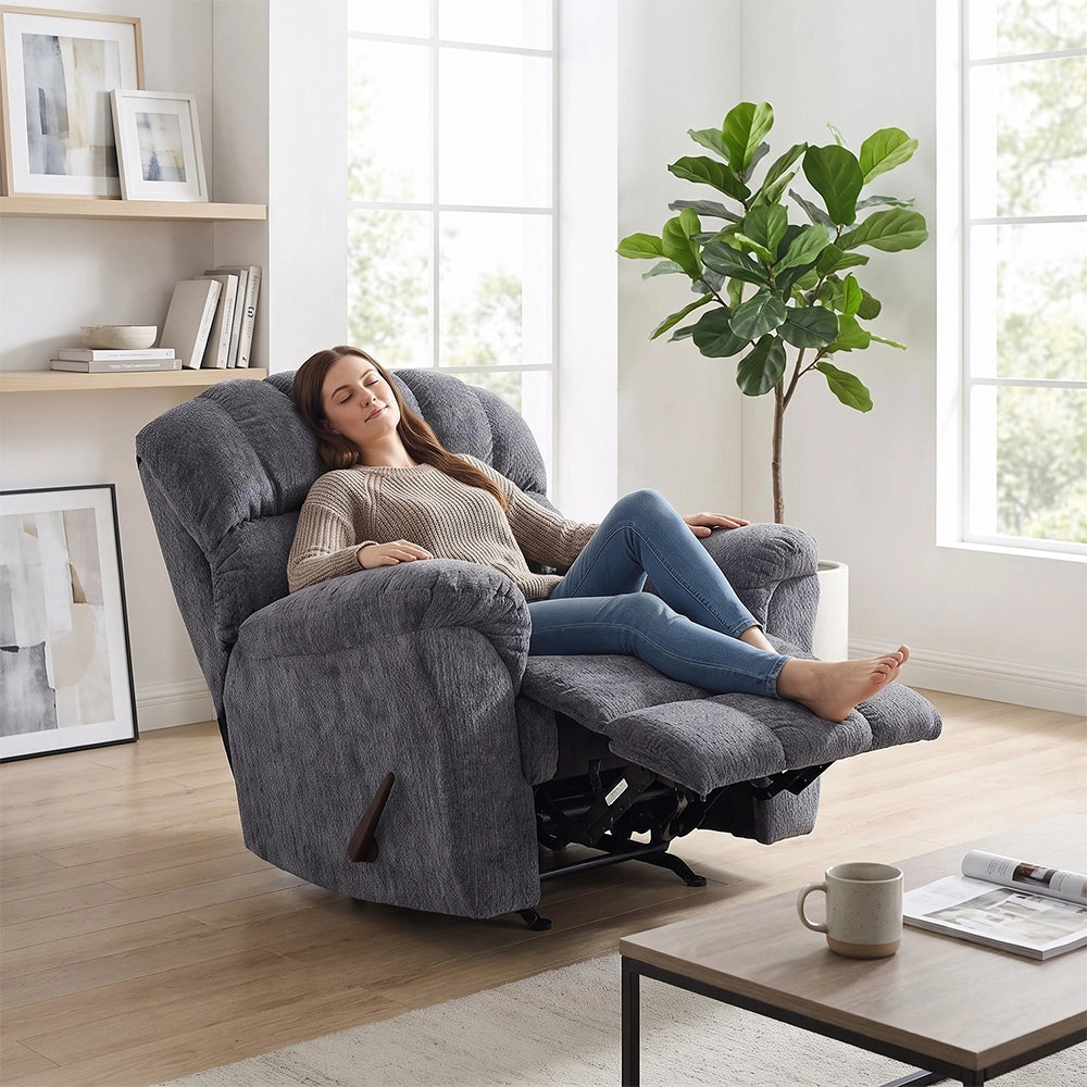 Henning Manual Rocker Recliner – Available in Brown or Gray